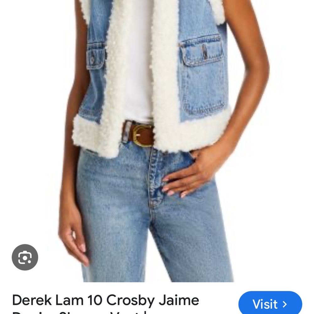 Derek Lam 10 Crosby 🔥 Jaime Denim Sherpa Vest - Picture 8 of 12